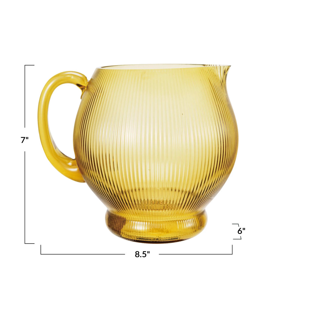 Amber Fluted Glass Pitcher