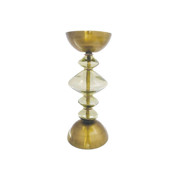 Green Glass Pillar Holder - Madison's Niche 