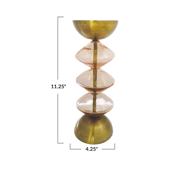Pink Glass Pillar Holder - Madison's Niche 