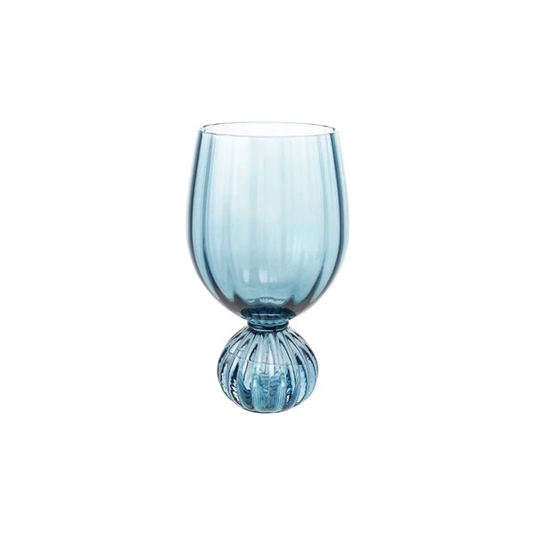 Blue Pleated Wine Glass Madison's Niche 