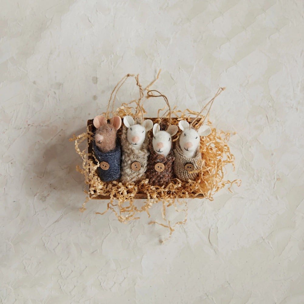 Baby Mouse Wool Felt Ornament - Madison's Niche 