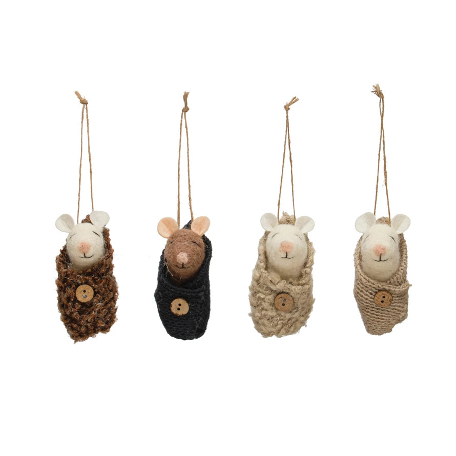 Baby Mouse Wool Felt Ornament - Madison's Niche 