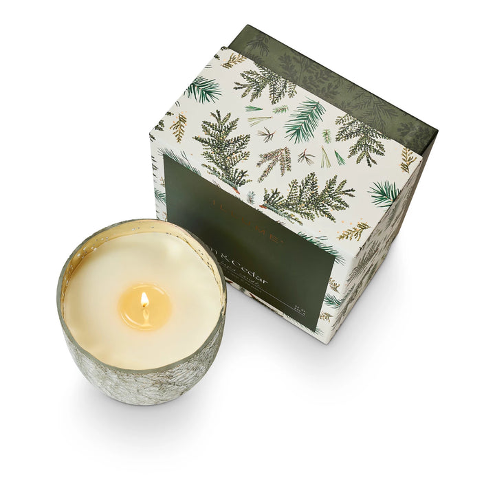 Balsam & Cedar Large Crackle Glass Candle - Madison's Niche 