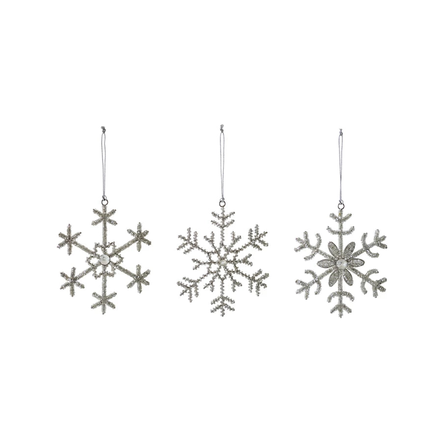 Beaded Glass Snowflake Ornament - Madison's Niche 