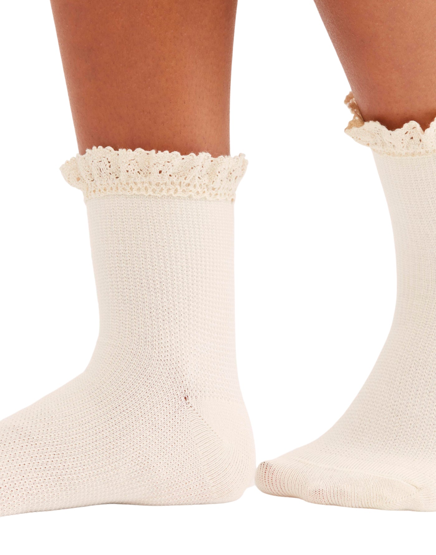 Waffle Knit Ankle Socks in Ivory - Madison's Niche 