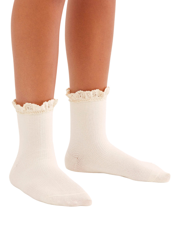 Waffle Knit Ankle Socks in Ivory - Madison's Niche 
