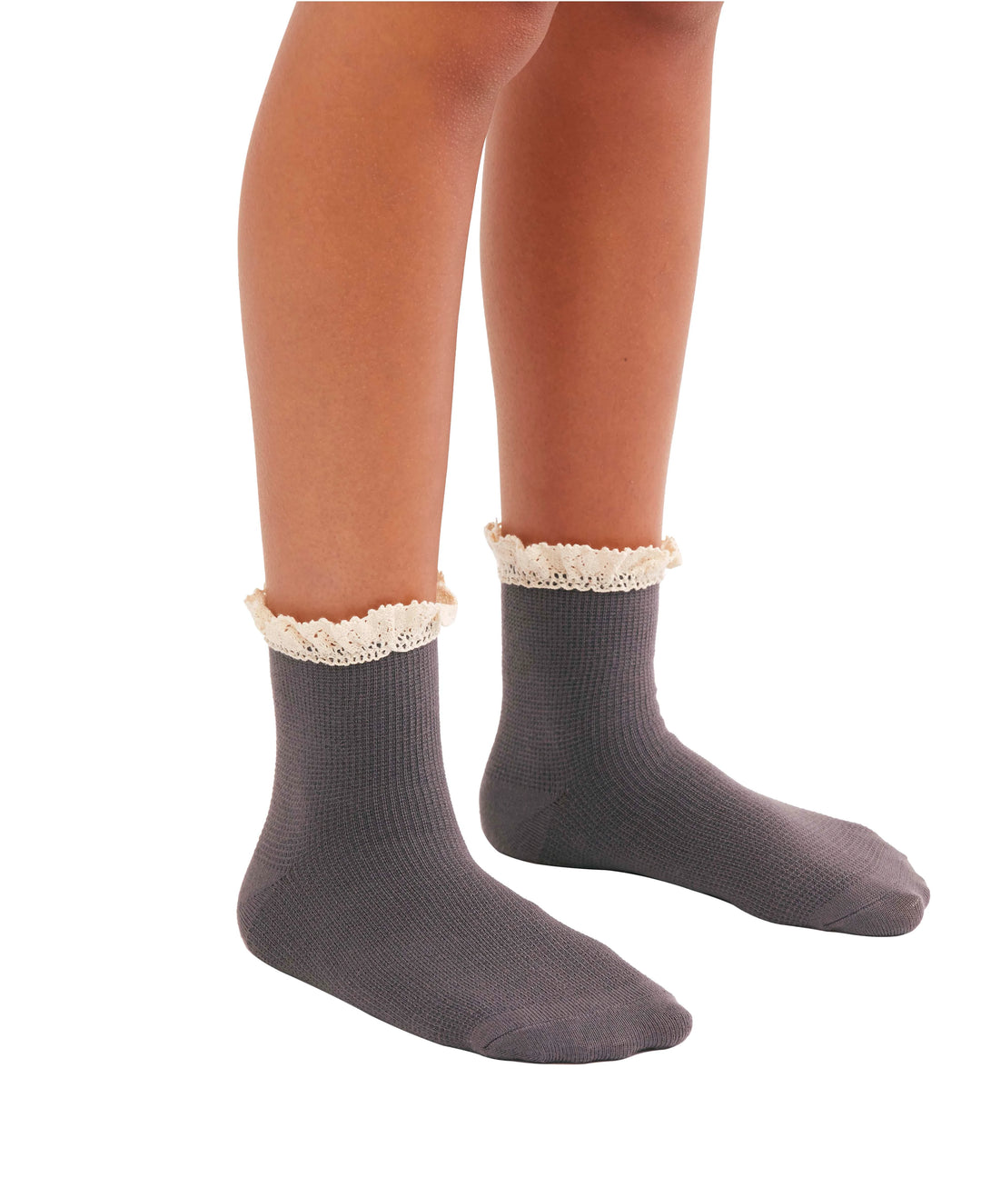 Waffle Knit Ankle Socks in Shark - Madison's Niche 