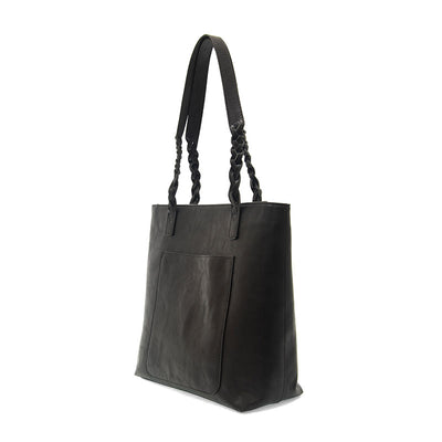 Braided Handle Tote in Black - Madison's Niche 