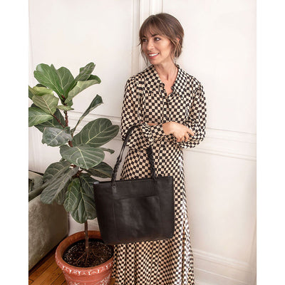 Braided Handle Tote in Black - Madison's Niche 