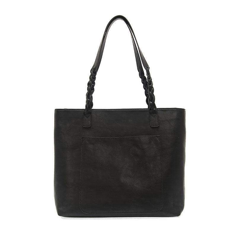 Braided Handle Tote in Black - Madison's Niche 