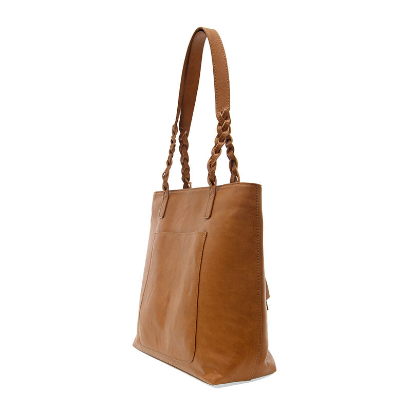Braided Handle Tote in Tan - Madison's Niche 