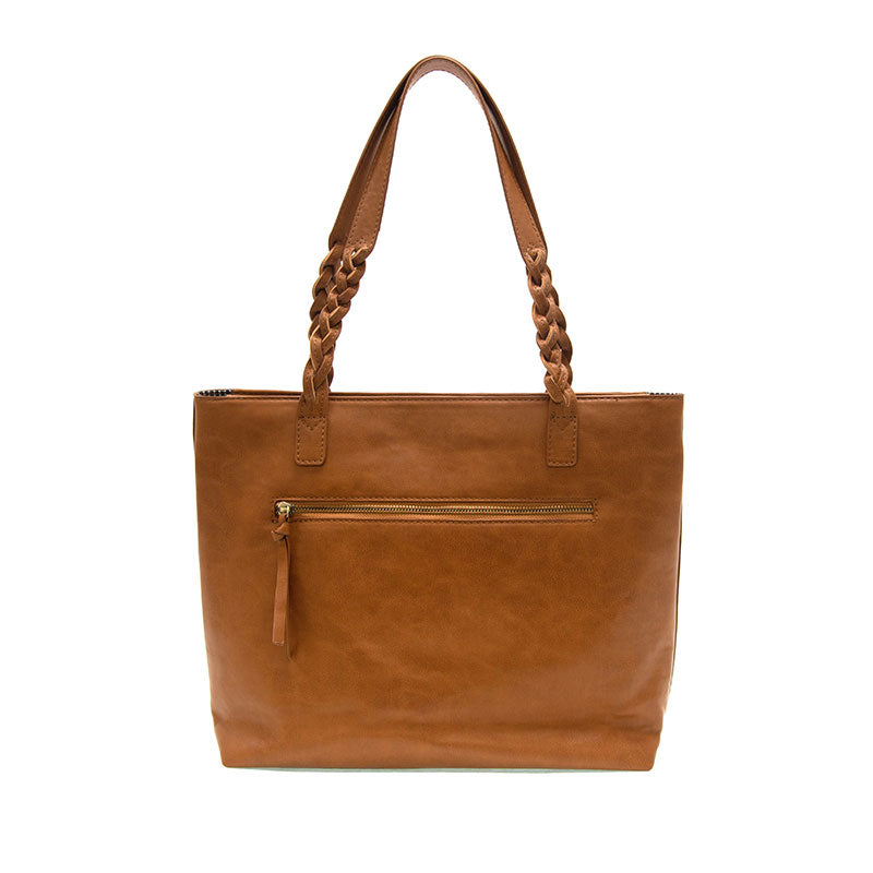 Braided Handle Tote in Tan - Madison's Niche 