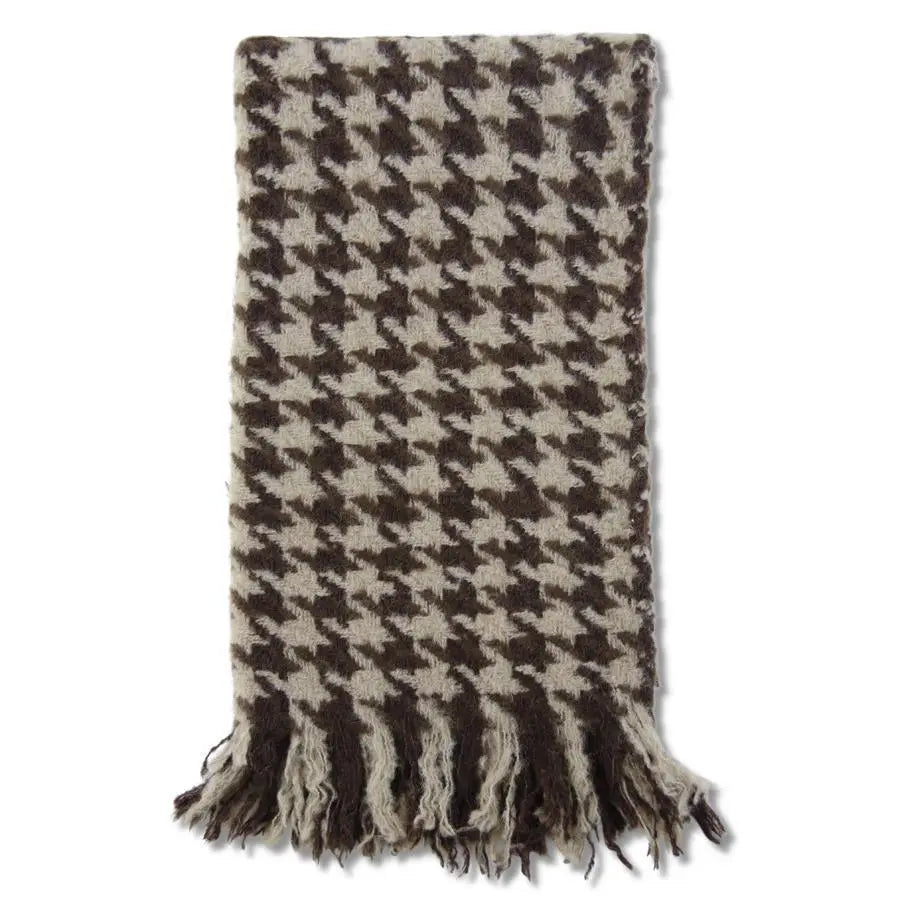 Brown & Cream Houndstooth Throw Blanket - Madison&