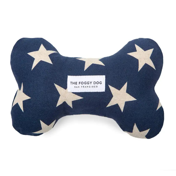 Navy Stars Dog Bone Squeaky Toy