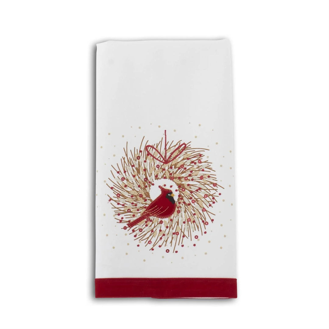 Cardinal & Wreath Holiday Hand Towel - Madison's Niche 