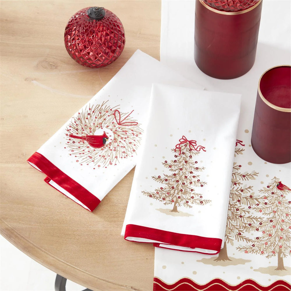Cardinal & Wreath Holiday Hand Towel - Madison's Niche 