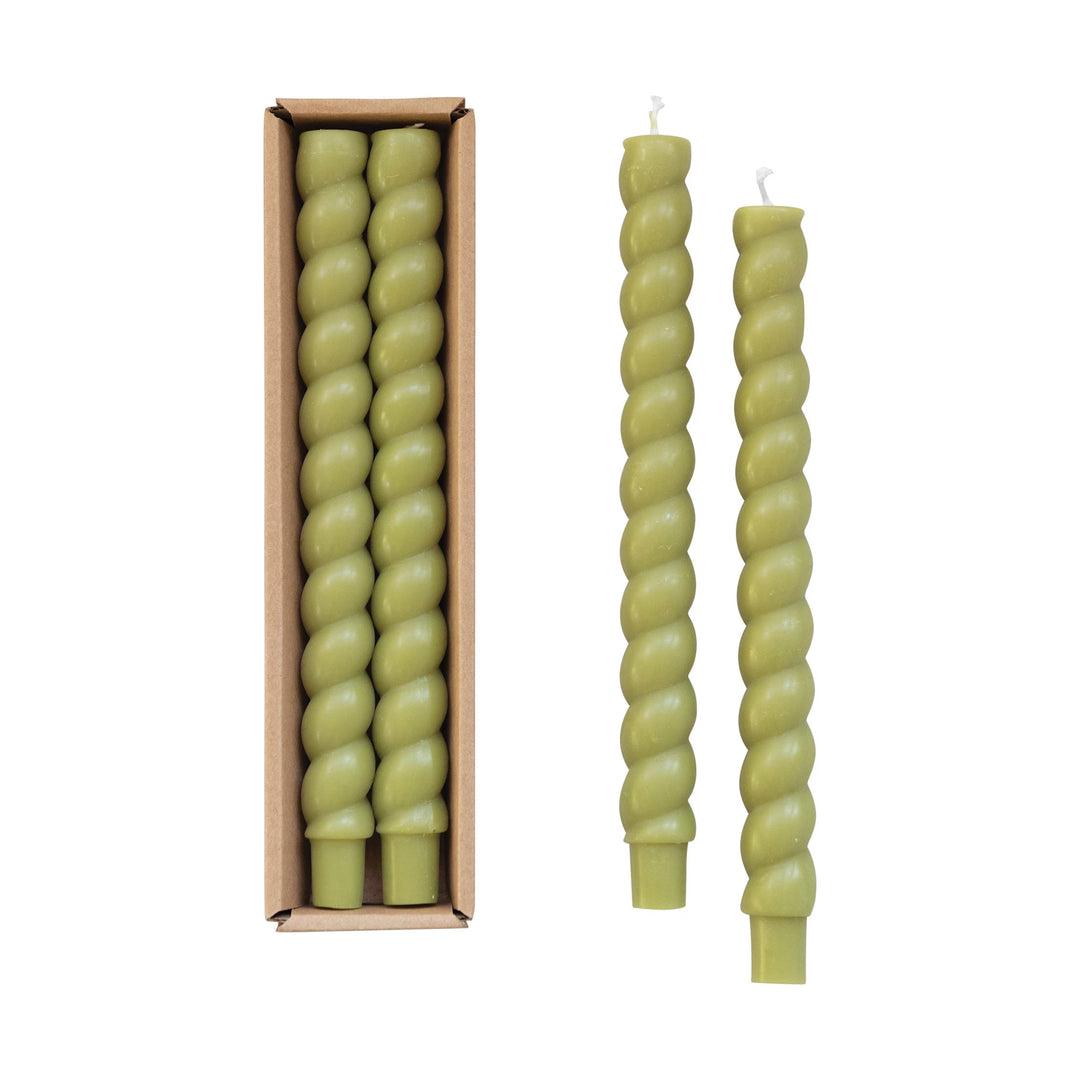 Green Twisted Tapers - Madison's Niche 