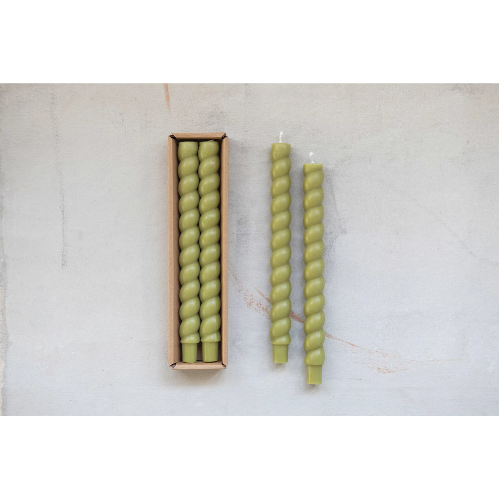 Green Twisted Tapers - Madison's Niche 