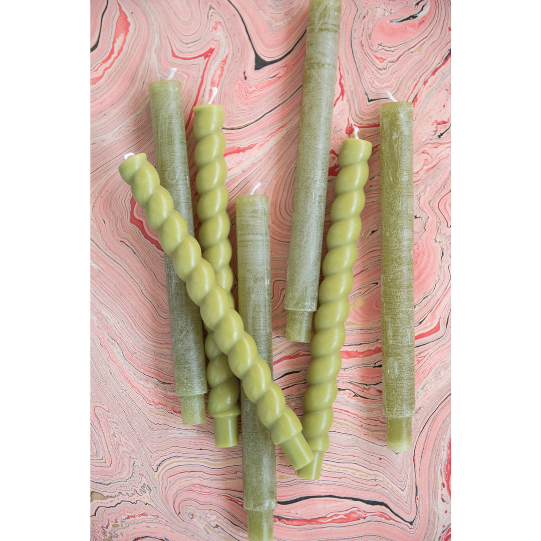 Green Twisted Tapers