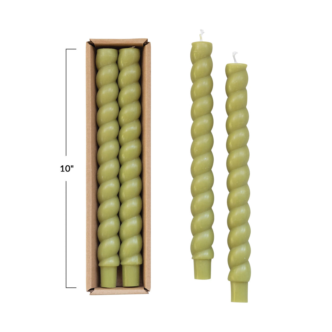 Green Twisted Tapers - Madison's Niche 