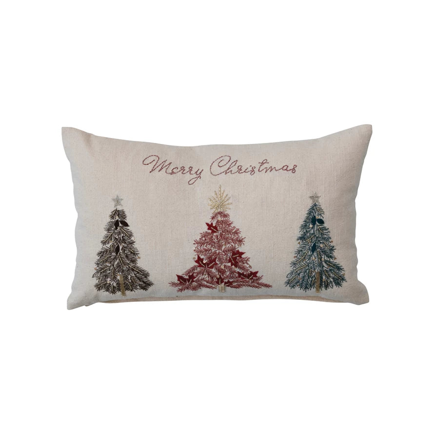 Christmas Tree Embroidered Lumbar Pillow - Madison's Niche 