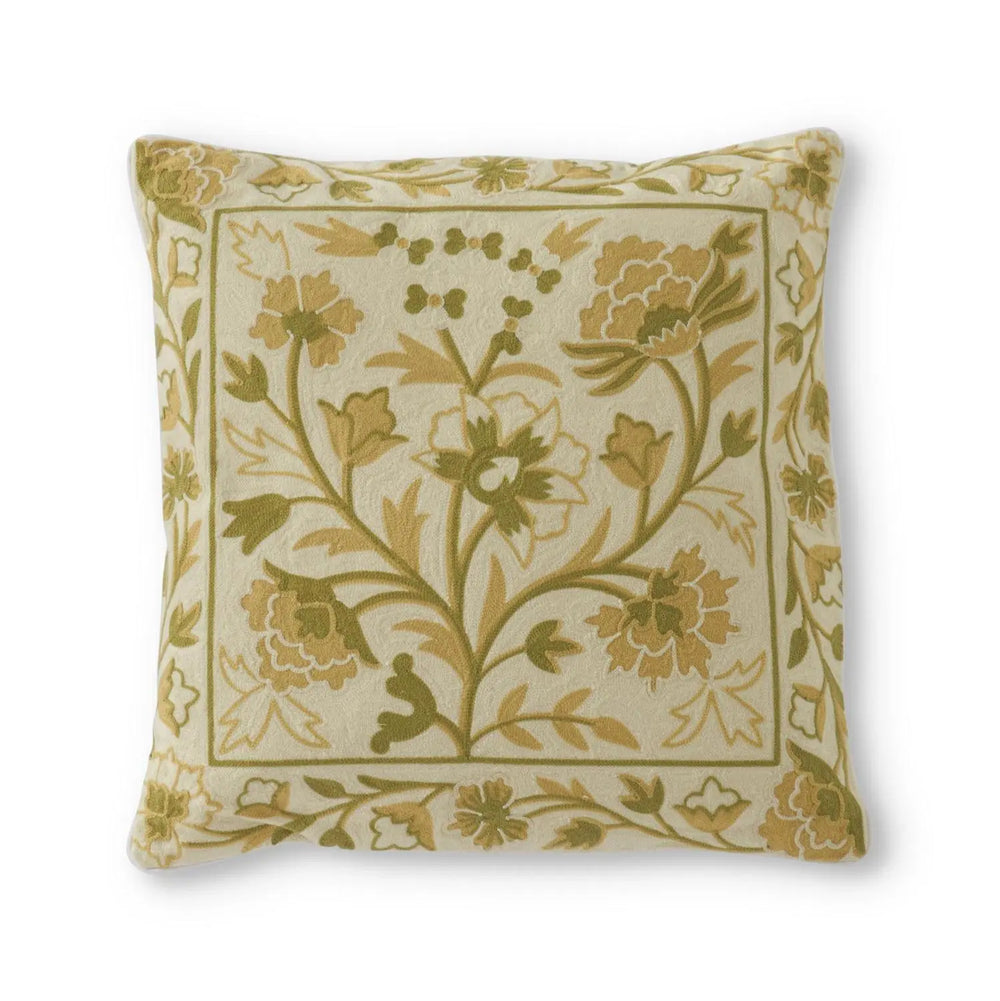 Cream & Green Floral Pillow - Madison&