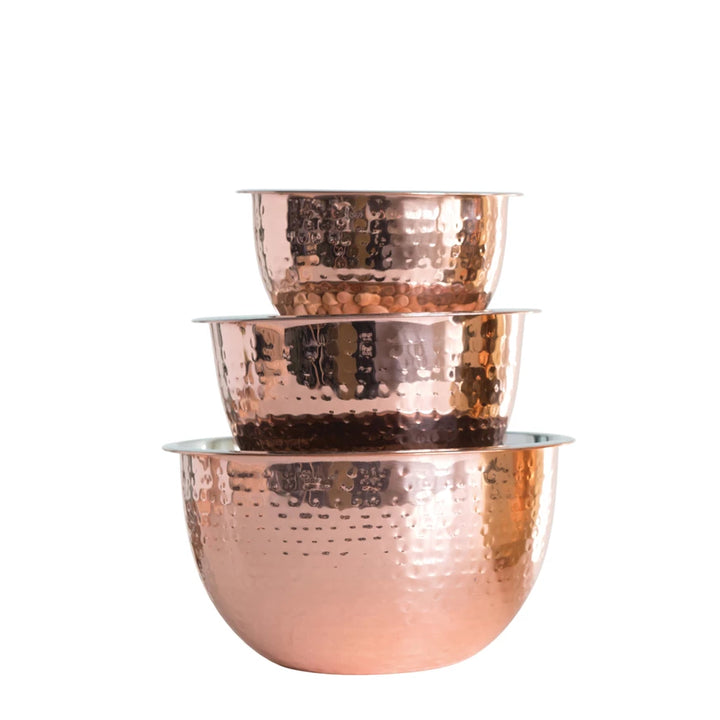 Set of 3 Stainless Steel Copper Bowls