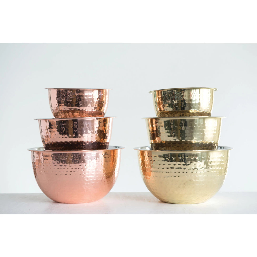 Set of 3 Stainless Steel Copper Bowls
