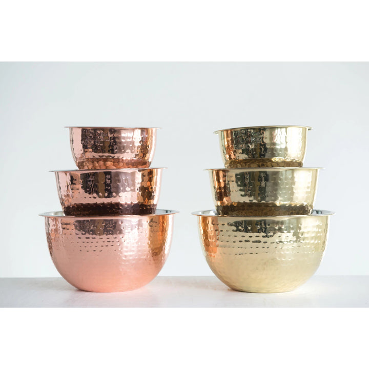 Set of 3 Stainless Steel Copper Bowls