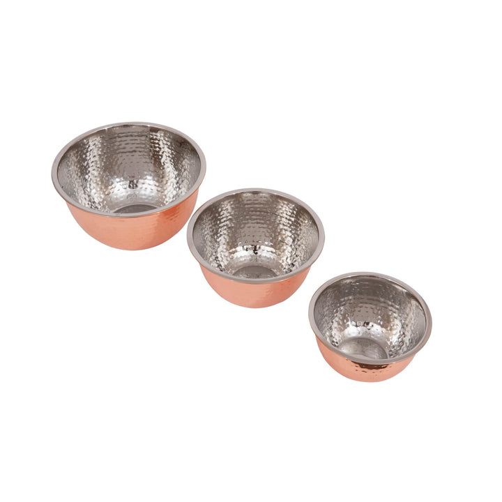 Set of 3 Stainless Steel Copper Bowls