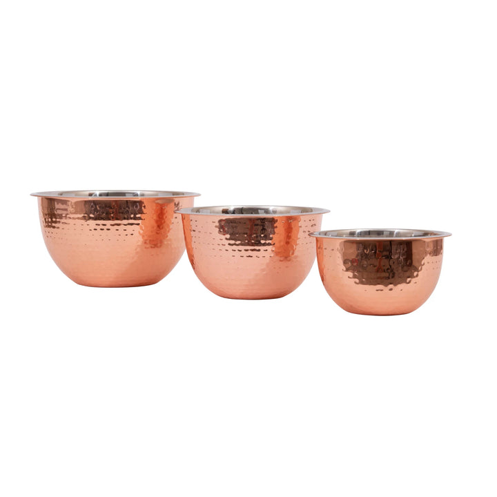 Set of 3 Stainless Steel Copper Bowls