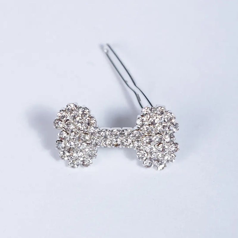 Crystal Dog Bone Barrette in Silver - Madison's Niche 