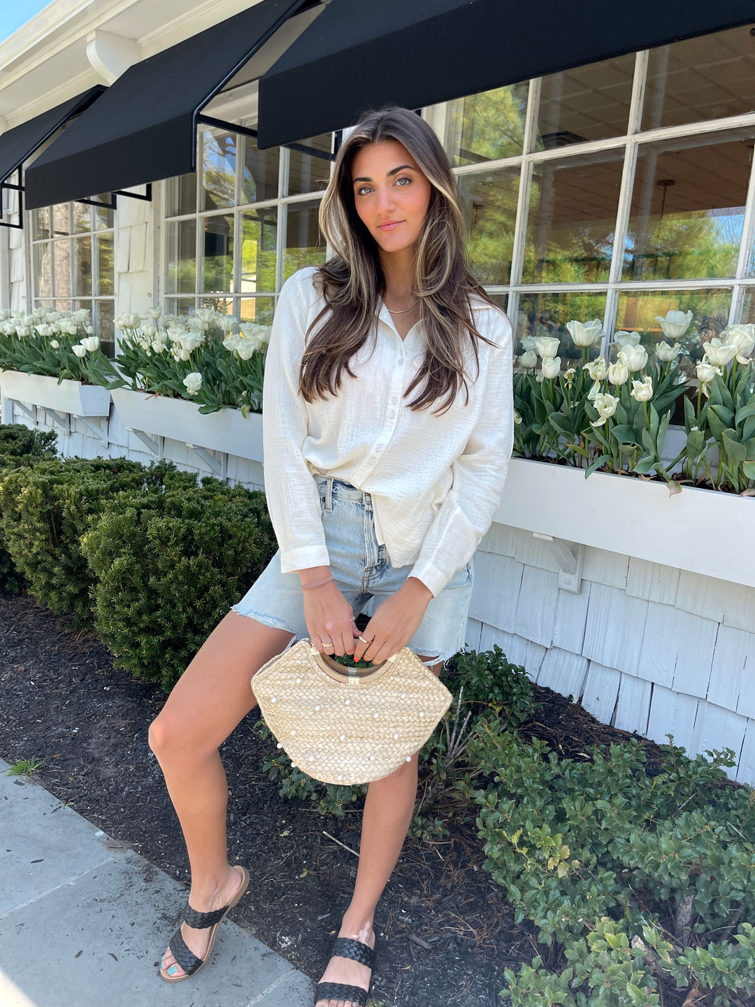 Long Sleeve Button Down in Linen - Madison's Niche 