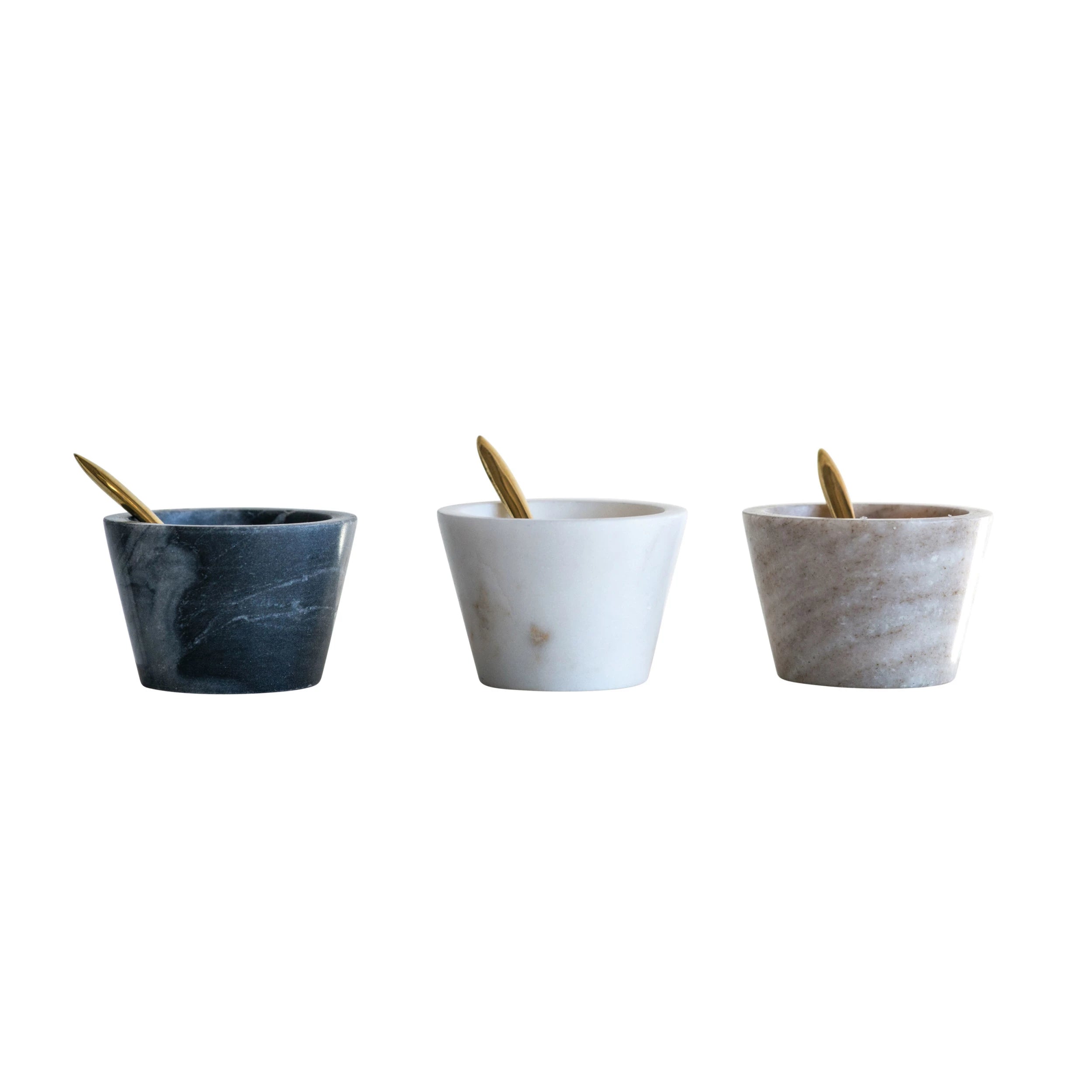 Marble Bowl With Spoon Grey