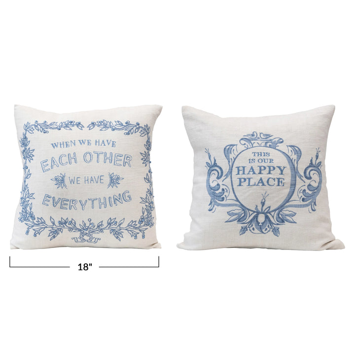 Blue & White Pillow with Sayings