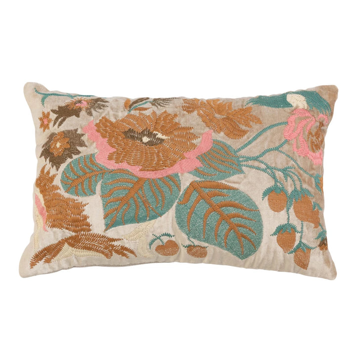 Velvet Lumbar Floral Pillow