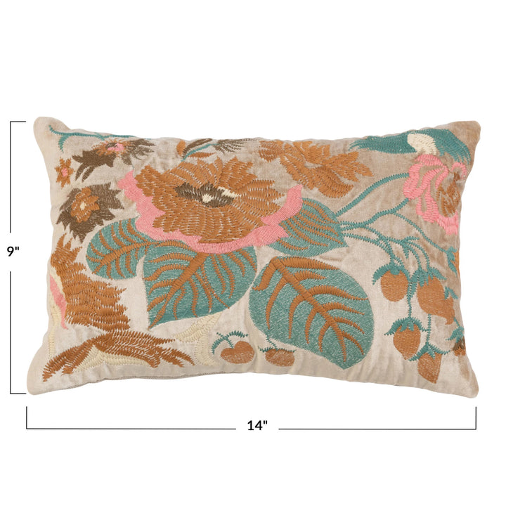 Velvet Lumbar Floral Pillow