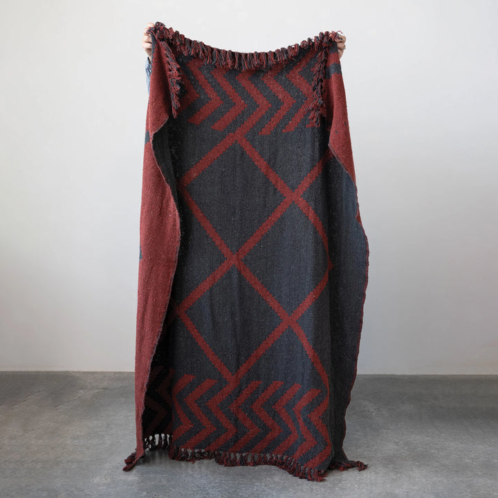 Red + Navy Throw Blanket - Madison's Niche 