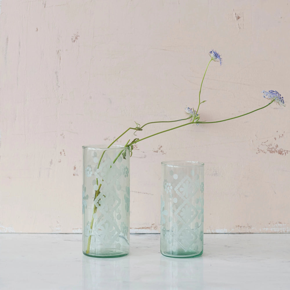 Etched Glass Vessel - Madison's Niche 