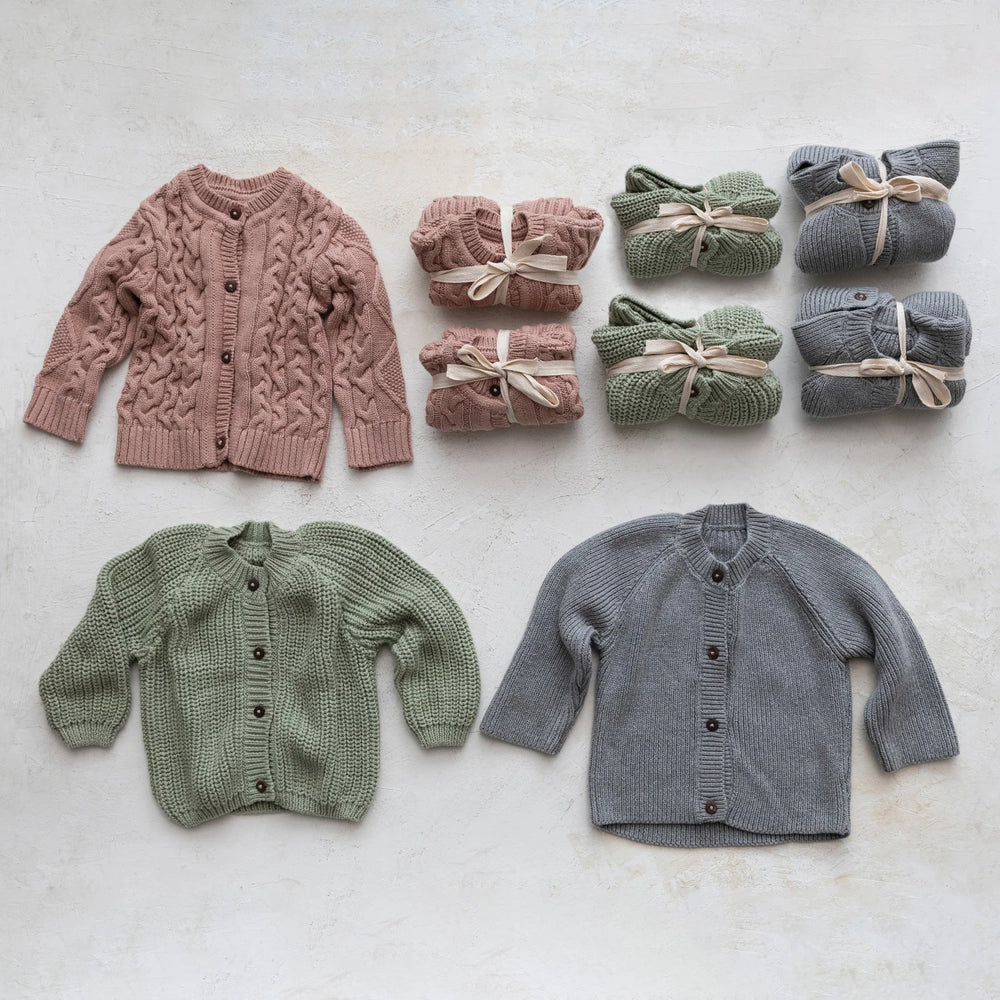 Cotton Knit Baby Sweater in Grey - Madison's Niche 