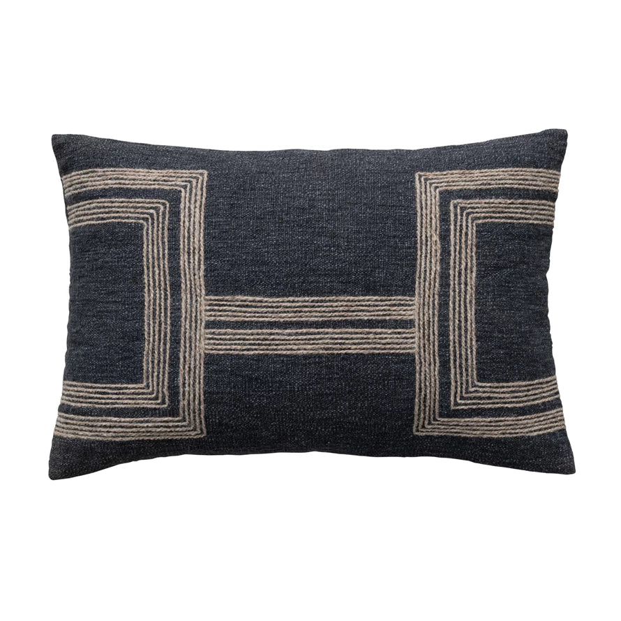 Charcoal and Jute Pillow - Madison's Niche 