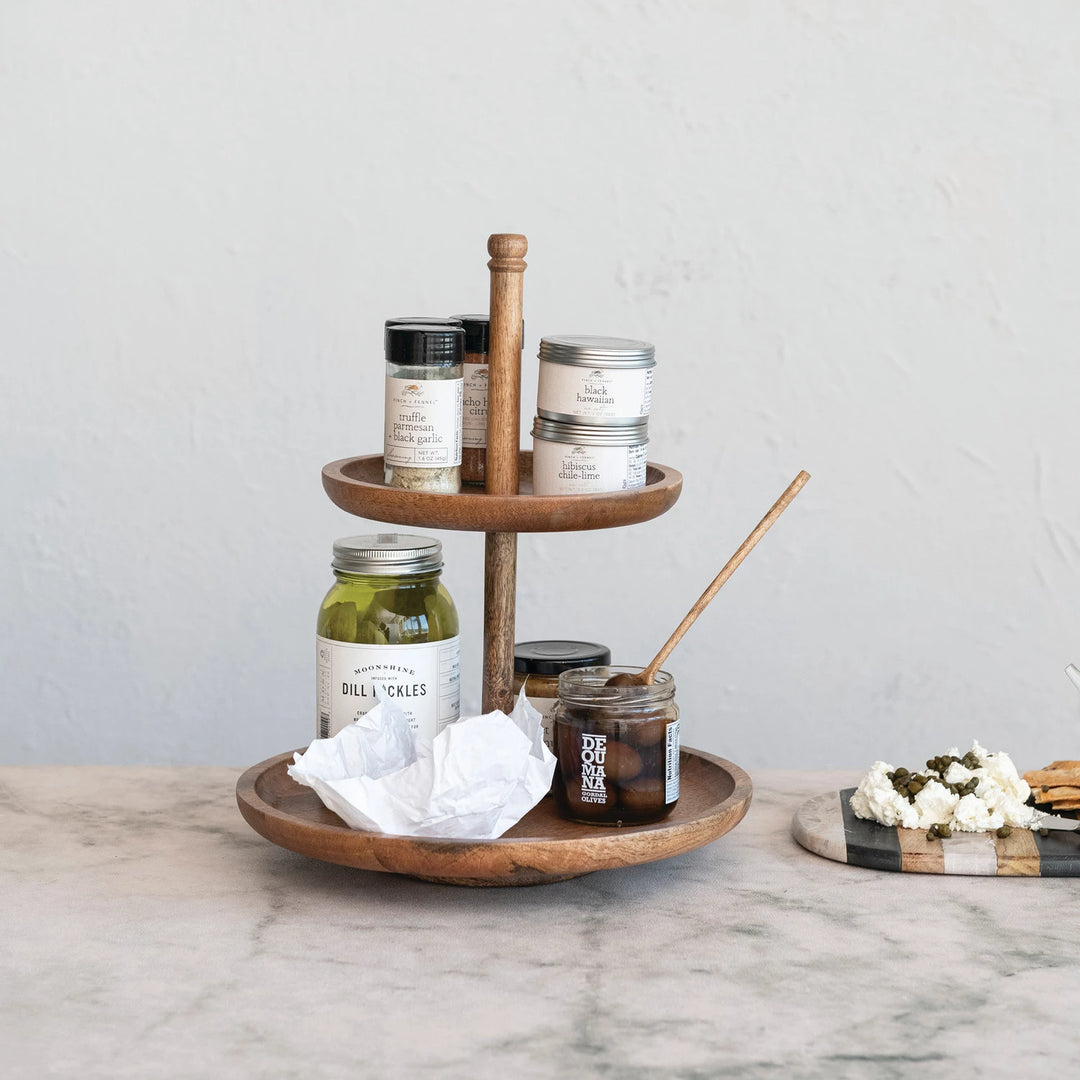 Mango Wood 2-Tier Tray - Madison's Niche 