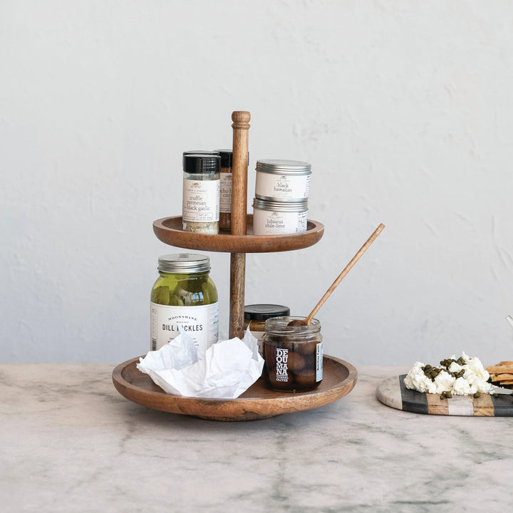 Mango Wood 2-Tier Tray - Madison's Niche 
