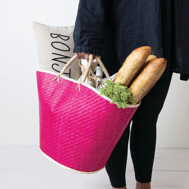Pink Palm Leaf Tote - Madison's Niche 