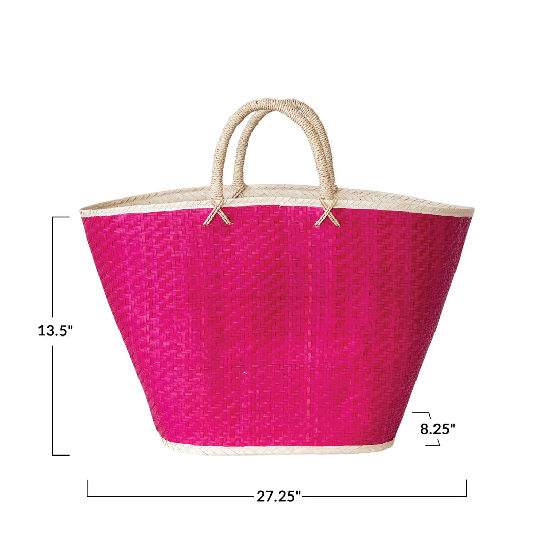 Pink Palm Leaf Tote - Madison's Niche 
