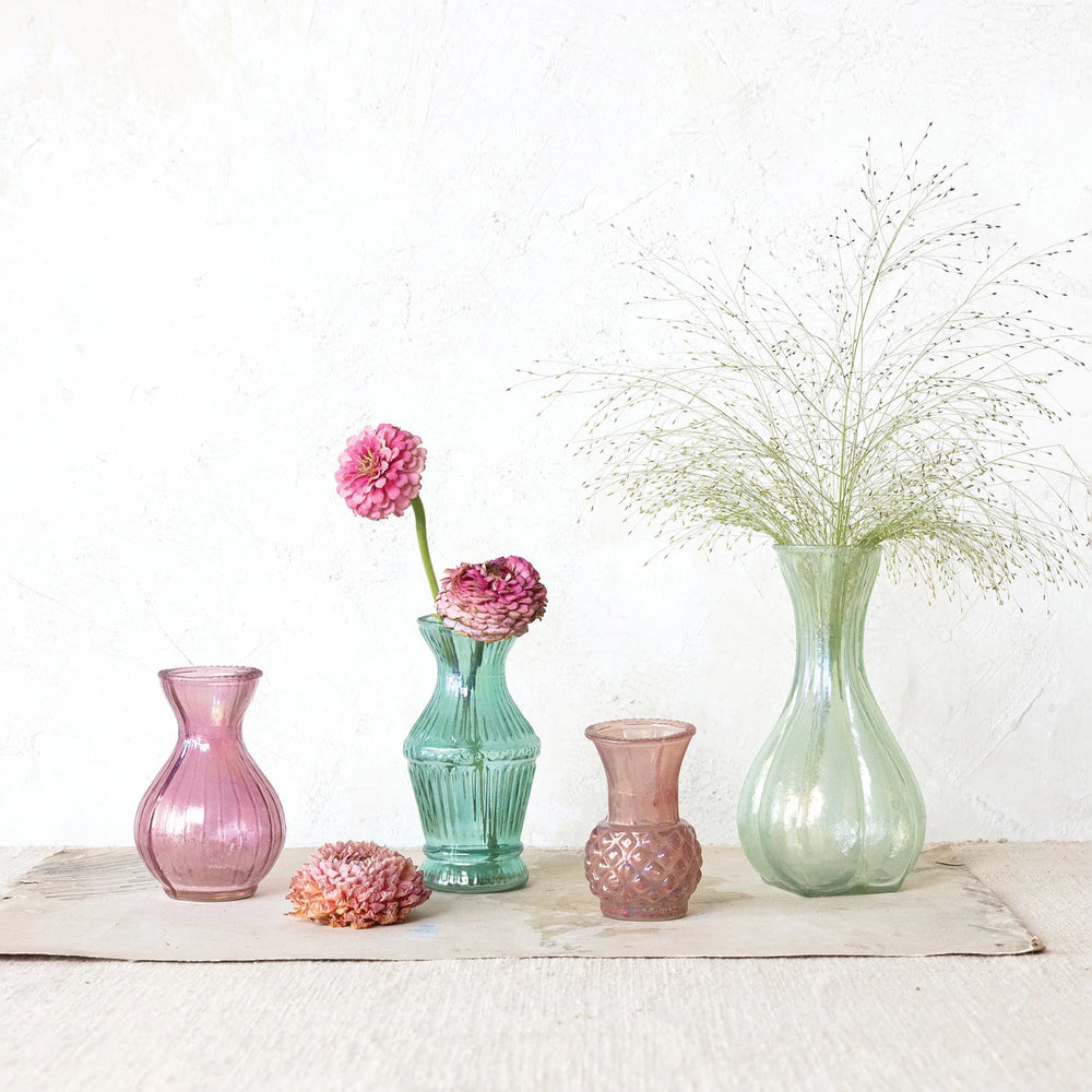 Debossed Glass Vase (Pink) - Madison's Niche 