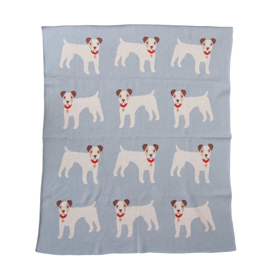 Knit Baby Blanket with Dogs