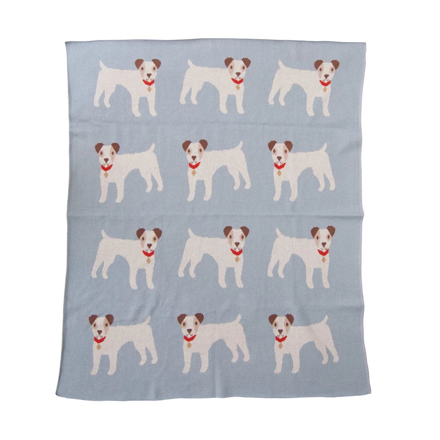Knit Baby Blanket with Dogs - Madison's Niche 