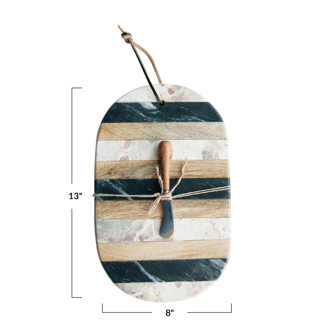 Oval Marble & Wood Board
