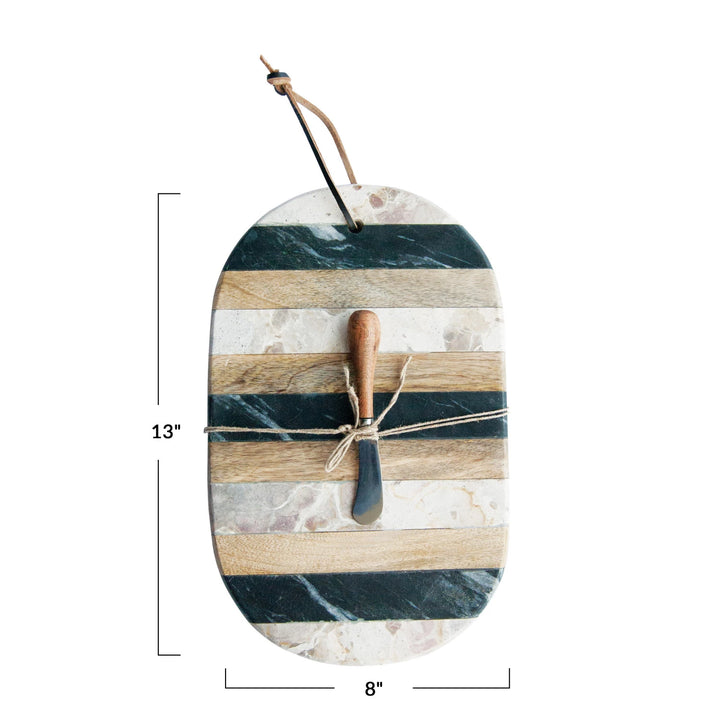 Oval Marble & Wood Board